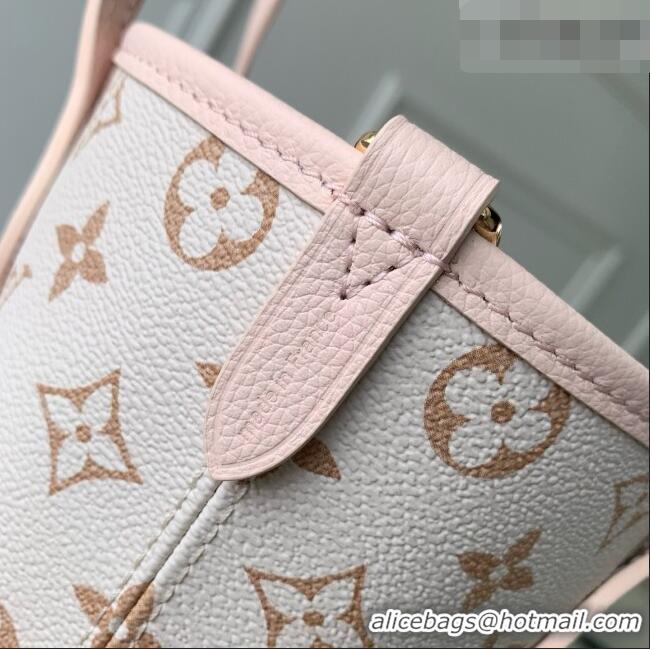 Good Quality Louis Vuitton Neverfull Inside Out BB Bag in Monogram Dune/Pink Cowhide Leather M2A466 2026