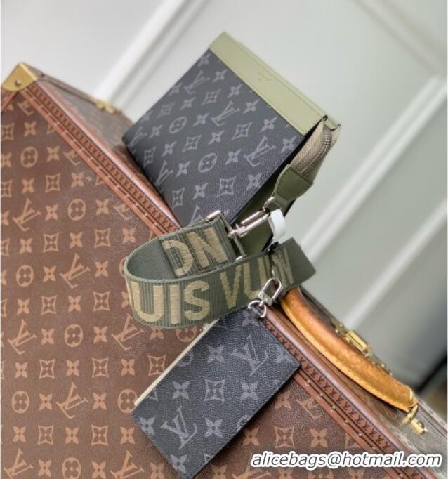 Famous Brand Louis Vuitton Gaston Wearable Wallet in Khaki Green/Black Monogram Eclipse Canvas M28733 2026