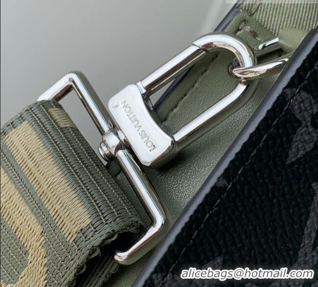 Famous Brand Louis Vuitton Gaston Wearable Wallet in Khaki Green/Black Monogram Eclipse Canvas M28733 2026