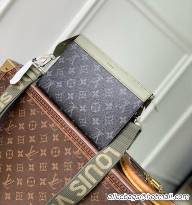 Famous Brand Louis Vuitton Gaston Wearable Wallet in Khaki Green/Black Monogram Eclipse Canvas M28733 2026