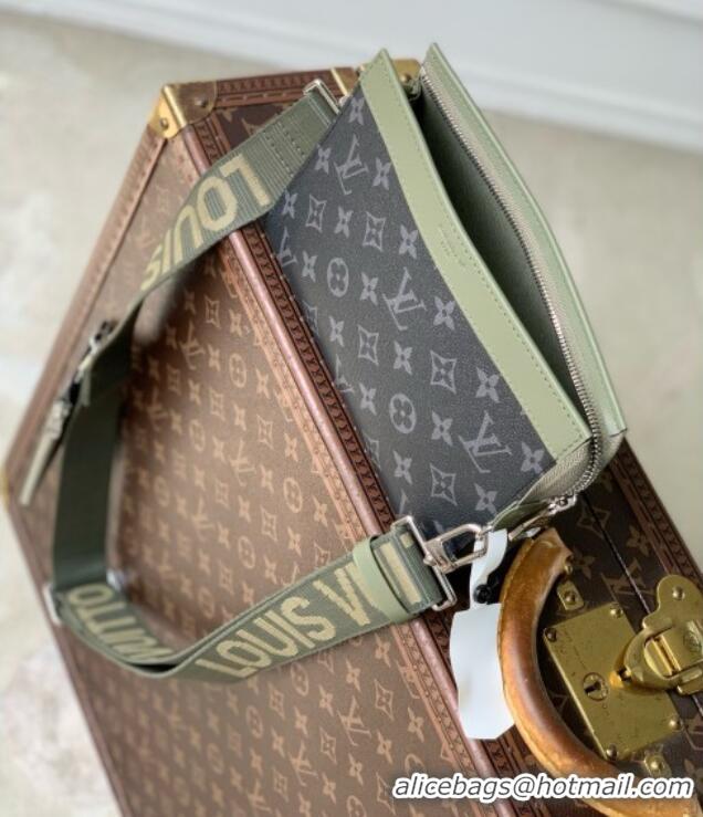 Famous Brand Louis Vuitton Gaston Wearable Wallet in Khaki Green/Black Monogram Eclipse Canvas M28733 2026