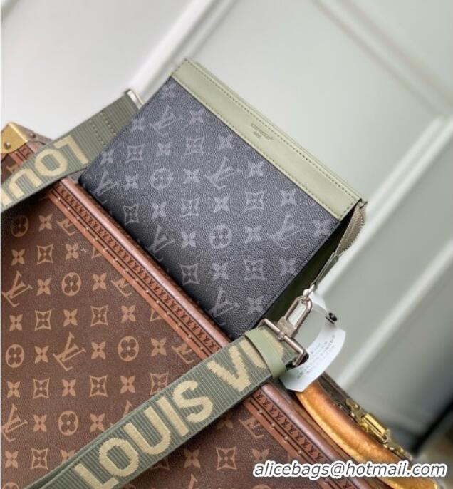 Famous Brand Louis Vuitton Gaston Wearable Wallet in Khaki Green/Black Monogram Eclipse Canvas M28733 2026