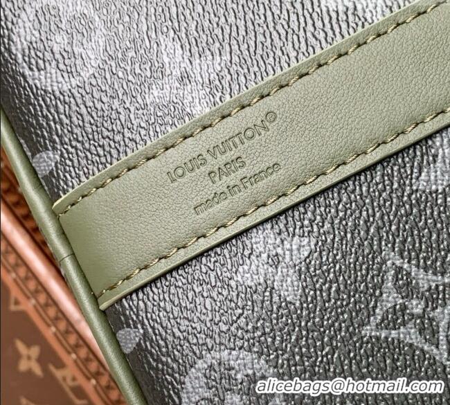 Top Quality Louis Vuitton Keepall Bandoulière 50 Bag in Monogram Eclipse Canvas M28844 Black/Khaki Green 2026