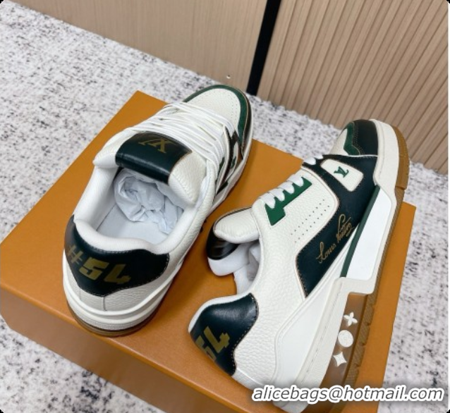 Buy Luxury Louis Vuitton Louis Vuitton LV Trainer Sneakers in Leather LV073101 White/Green 2026