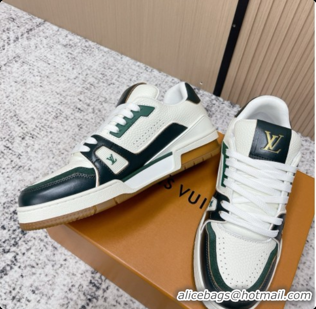 Buy Luxury Louis Vuitton Louis Vuitton LV Trainer Sneakers in Leather LV073101 White/Green 2026