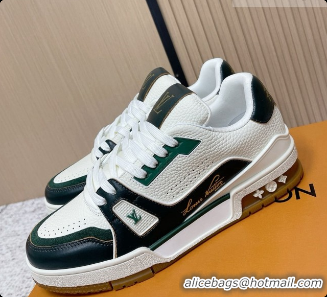 Buy Luxury Louis Vuitton Louis Vuitton LV Trainer Sneakers in Leather LV073101 White/Green 2026