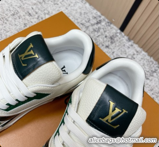 Buy Luxury Louis Vuitton Louis Vuitton LV Trainer Sneakers in Leather LV073101 White/Green 2026