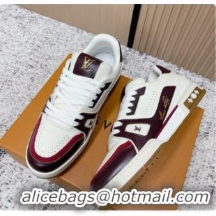 Good Quality Louis Vuitton Louis Vuitton LV Trainer Sneakers in Leather LV073102 Burgundy 2026
