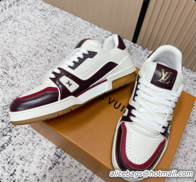 Good Quality Louis Vuitton Louis Vuitton LV Trainer Sneakers in Leather LV073102 Burgundy 2026