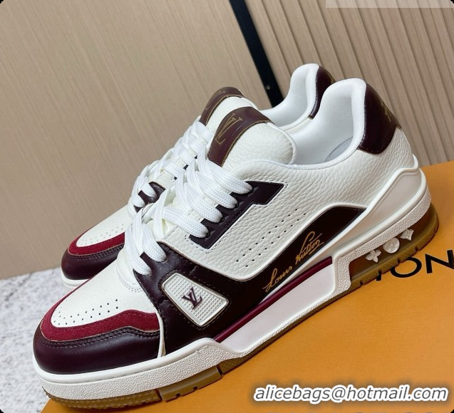 Good Quality Louis Vuitton Louis Vuitton LV Trainer Sneakers in Leather LV073102 Burgundy 2026