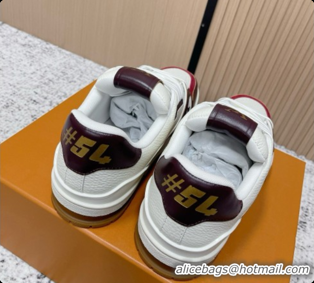 Good Quality Louis Vuitton Louis Vuitton LV Trainer Sneakers in Leather LV073102 Burgundy 2026