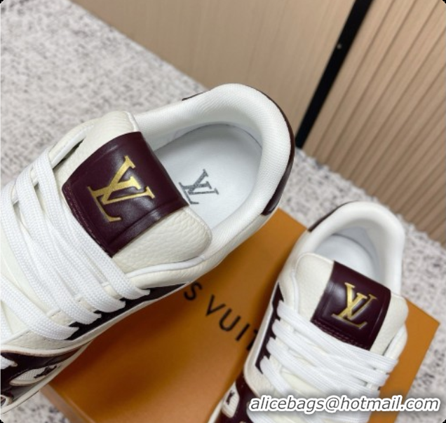 Good Quality Louis Vuitton Louis Vuitton LV Trainer Sneakers in Leather LV073102 Burgundy 2026