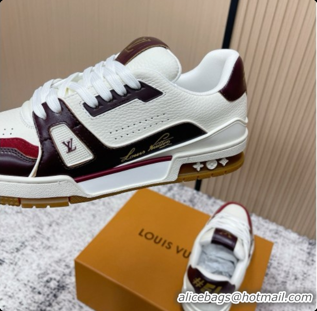 Good Quality Louis Vuitton Louis Vuitton LV Trainer Sneakers in Leather LV073102 Burgundy 2026