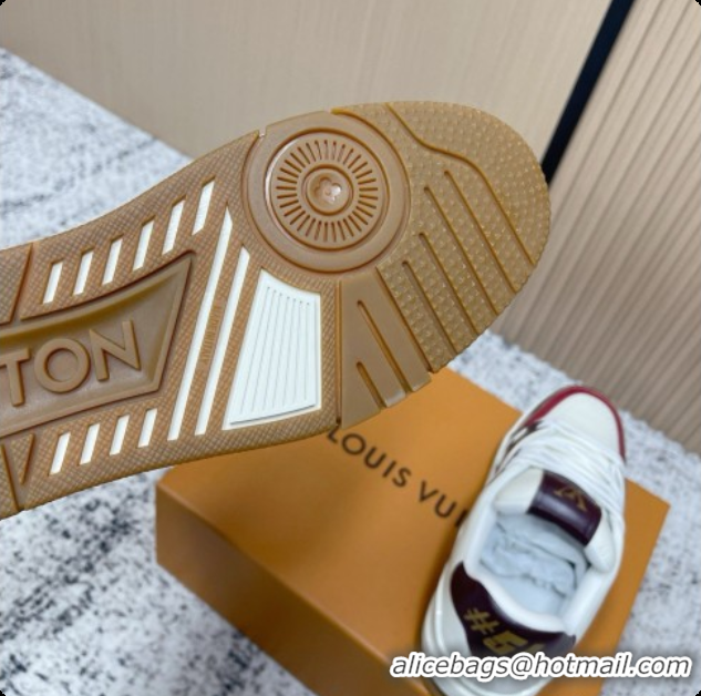 Good Quality Louis Vuitton Louis Vuitton LV Trainer Sneakers in Leather LV073102 Burgundy 2026