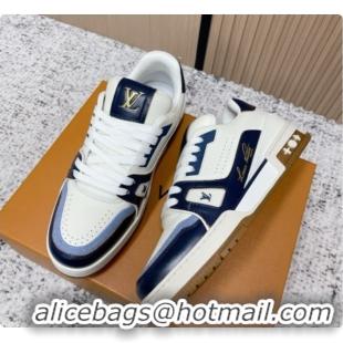 Unique Style Louis Vuitton Louis Vuitton LV Trainer Sneakers in Leather LV073103 White/Blue 2026