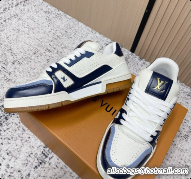 Unique Style Louis Vuitton Louis Vuitton LV Trainer Sneakers in Leather LV073103 White/Blue 2026