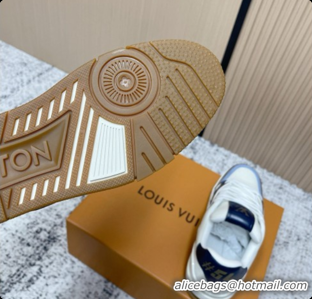 Unique Style Louis Vuitton Louis Vuitton LV Trainer Sneakers in Leather LV073103 White/Blue 2026