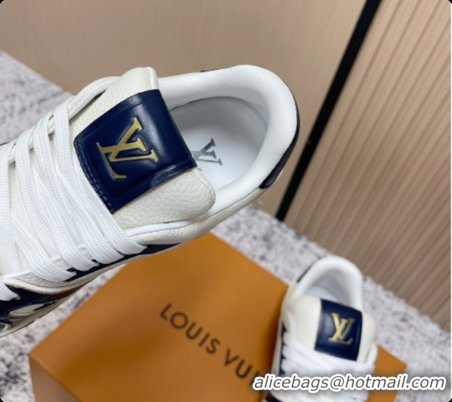 Unique Style Louis Vuitton Louis Vuitton LV Trainer Sneakers in Leather LV073103 White/Blue 2026