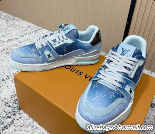 Hot Style Louis Vuitton Louis Vuitton LV Trainer Sneakers in Leather LV073105 Blue 2026 