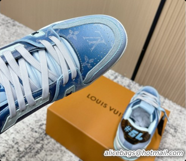 Hot Style Louis Vuitton Louis Vuitton LV Trainer Sneakers in Leather LV073105 Blue 2026 