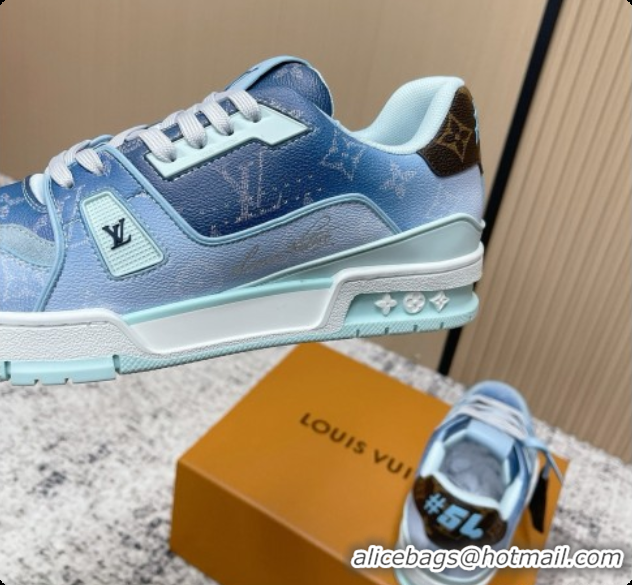 Hot Style Louis Vuitton Louis Vuitton LV Trainer Sneakers in Leather LV073105 Blue 2026 
