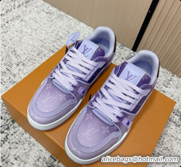 Grade Quality Louis Vuitton Louis Vuitton LV Trainer Sneakers in Leather LV073106 Purple 2026