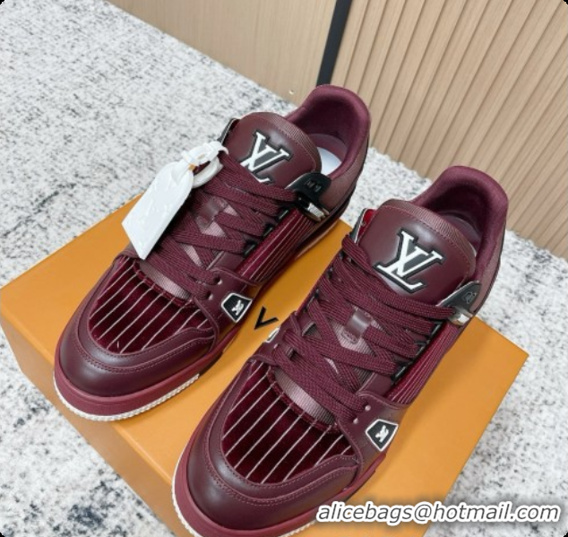 Pretty Style Louis Vuitton LV Skate Sneaker in Beige Mix of Materials LV073107 Burgundy 2026