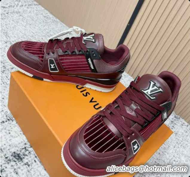 Pretty Style Louis Vuitton LV Skate Sneaker in Beige Mix of Materials LV073107 Burgundy 2026