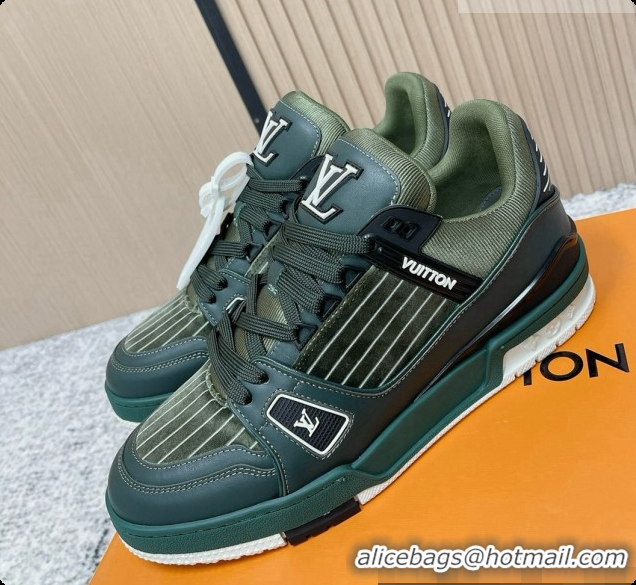 Popular Style Louis Vuitton LV Trainer Sneaker in Beige Mix of Materials LV073109 Green 2026