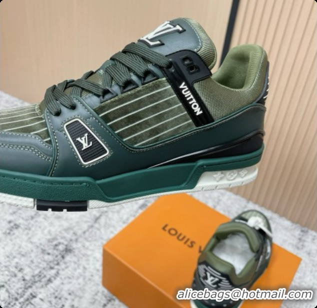 Popular Style Louis Vuitton LV Trainer Sneaker in Beige Mix of Materials LV073109 Green 2026