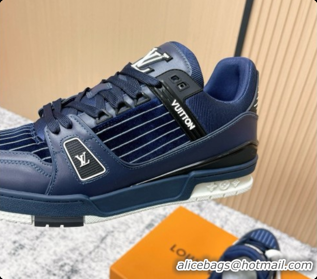 Hot Style Louis Vuitton LV Trainer Sneaker in Beige Mix of Materials LV073110 Blue 2026
