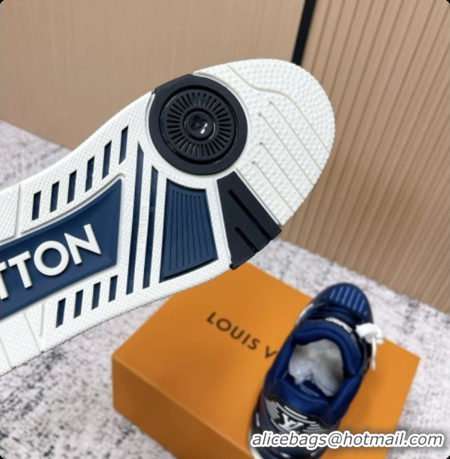 Hot Style Louis Vuitton LV Trainer Sneaker in Beige Mix of Materials LV073110 Blue 2026