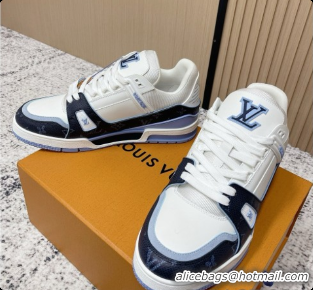 Top Grade Louis Vuitton LV Trainer Sneaker in Beige Mix of Materials LV073107 White/Blue 2026