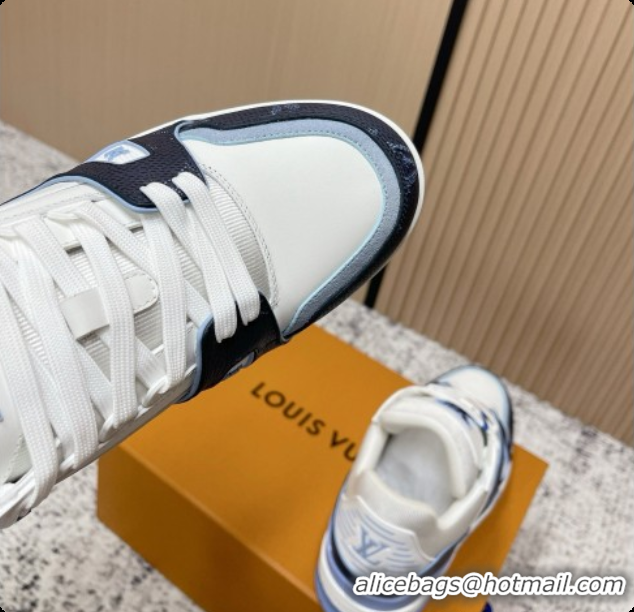 Top Grade Louis Vuitton LV Trainer Sneaker in Beige Mix of Materials LV073107 White/Blue 2026