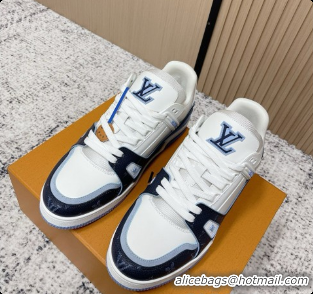 Top Grade Louis Vuitton LV Trainer Sneaker in Beige Mix of Materials LV073107 White/Blue 2026