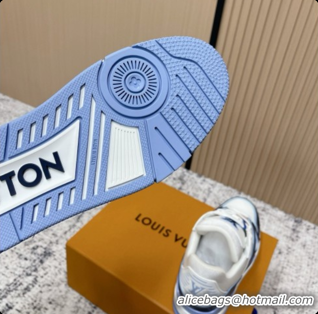 Top Grade Louis Vuitton LV Trainer Sneaker in Beige Mix of Materials LV073107 White/Blue 2026