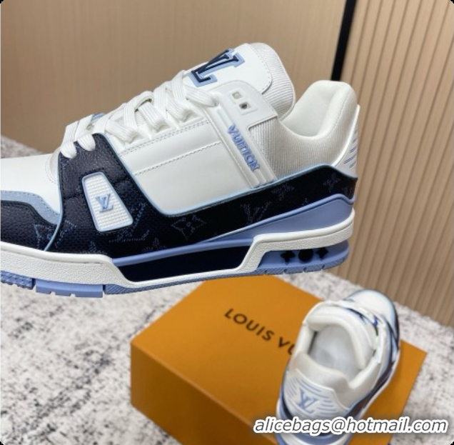 Top Grade Louis Vuitton LV Trainer Sneaker in Beige Mix of Materials LV073107 White/Blue 2026
