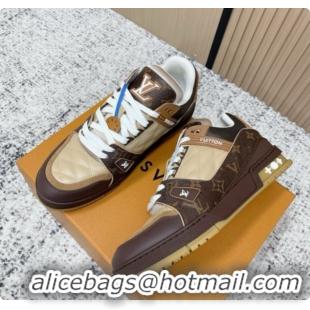 Duplicate Louis Vuitton LV Trainer Sneaker in Beige Mix of Materials LV073112 Beige/Brown 2026
