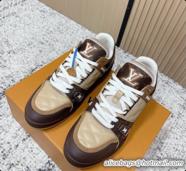 Duplicate Louis Vuitton LV Trainer Sneaker in Beige Mix of Materials LV073112 Beige/Brown 2026