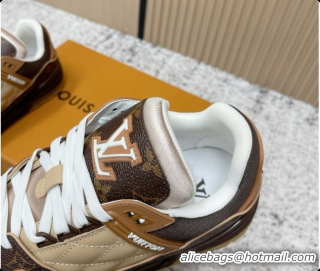 Duplicate Louis Vuitton LV Trainer Sneaker in Beige Mix of Materials LV073112 Beige/Brown 2026
