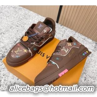 Charming Louis Vuitton Louis Vuitton LV Trainer Sneakers in Printed Leather LV073115 Brown 2026