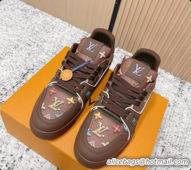 Charming Louis Vuitton Louis Vuitton LV Trainer Sneakers in Printed Leather LV073115 Brown 2026