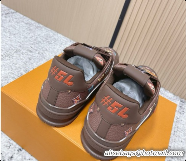 Charming Louis Vuitton Louis Vuitton LV Trainer Sneakers in Printed Leather LV073115 Brown 2026