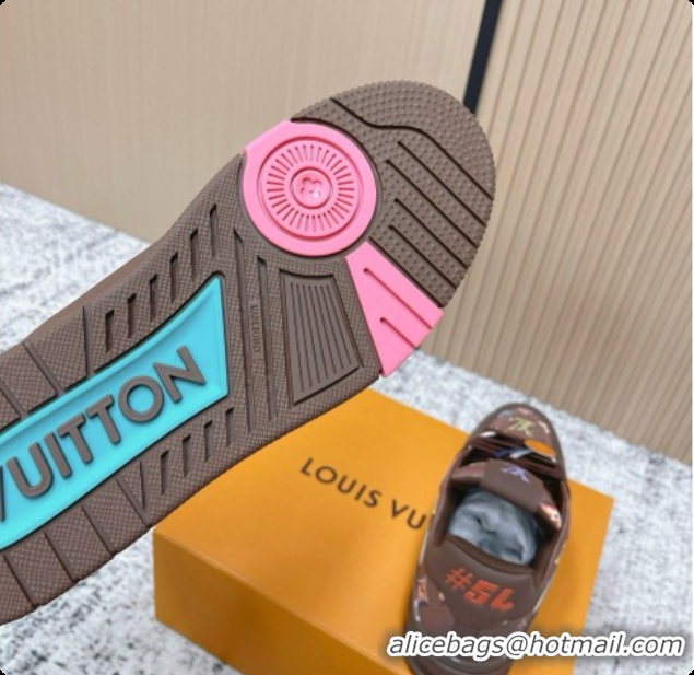 Charming Louis Vuitton Louis Vuitton LV Trainer Sneakers in Printed Leather LV073115 Brown 2026