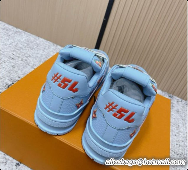 Unique Style Louis Vuitton Louis Vuitton LV Trainer Sneakers in Printed Leather LV073116 Blue 2026