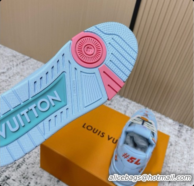 Unique Style Louis Vuitton Louis Vuitton LV Trainer Sneakers in Printed Leather LV073116 Blue 2026