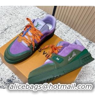 Pretty Style Louis Vuitton Louis Vuitton LV Trainer Sneakers in Suede Leather LV073117 Purple 2026