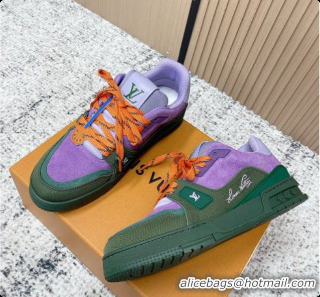 Pretty Style Louis Vuitton Louis Vuitton LV Trainer Sneakers in Suede Leather LV073117 Purple 2026