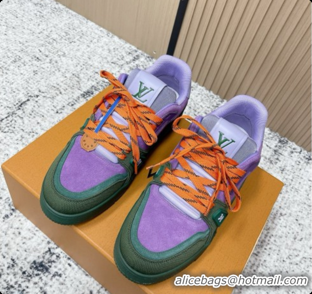 Pretty Style Louis Vuitton Louis Vuitton LV Trainer Sneakers in Suede Leather LV073117 Purple 2026