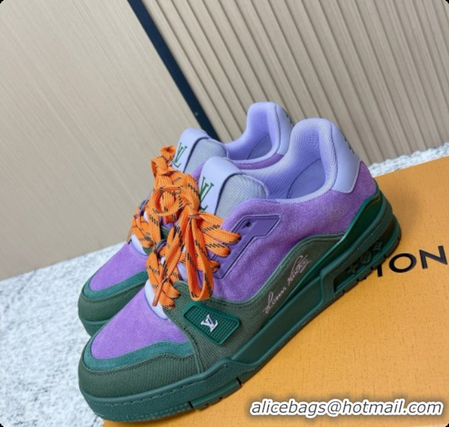Pretty Style Louis Vuitton Louis Vuitton LV Trainer Sneakers in Suede Leather LV073117 Purple 2026